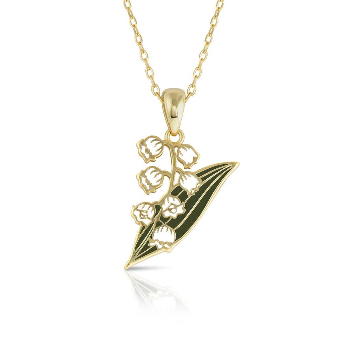mint and lily birth flower necklace Lily of the Valley Necklace May Birth Month Flower Necklace