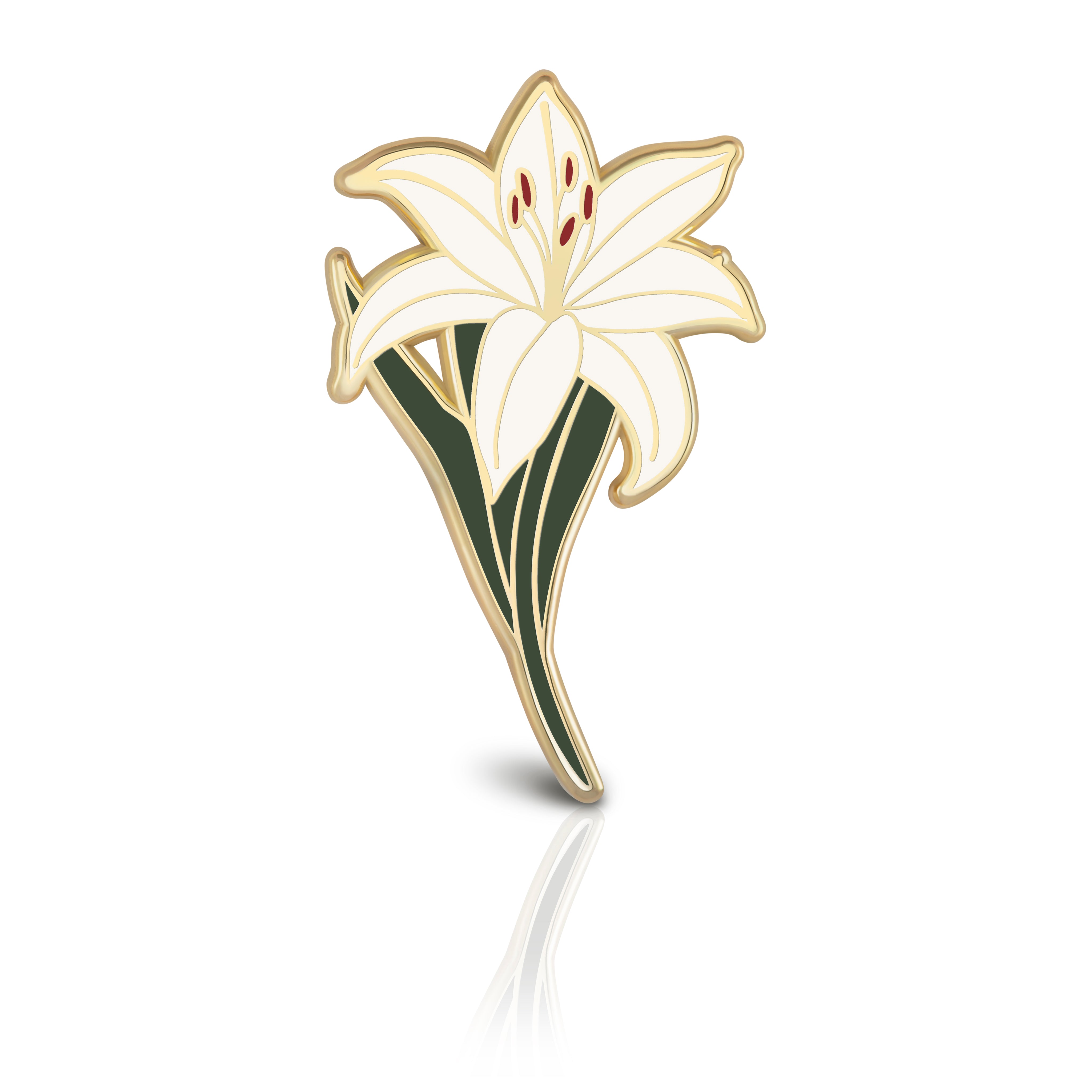 White Lily Flower Enamel Pin | Wedding Lapel Pin