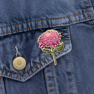 Chrysanthemum Flower Enamel Pin | November Birth Month Flower