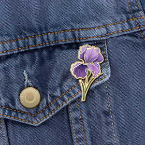 Iris Flower Enamel Pin | February Birth Month Flower