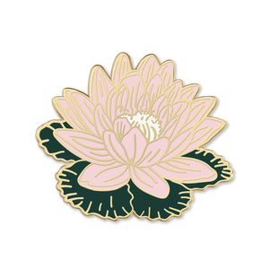 Pink Water Lily Flower Enamel Pin | July Birth Month Flower
