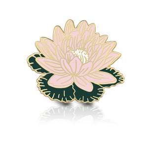Pink Water Lily Flower Enamel Pin | July Birth Month Flower