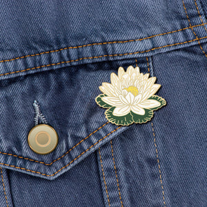 White Water Lily Flower Enamel Pin | July Birth Month Flower