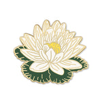 Load image into Gallery viewer, White Water Lily Flower Enamel Pin | July Birth Month Flower
