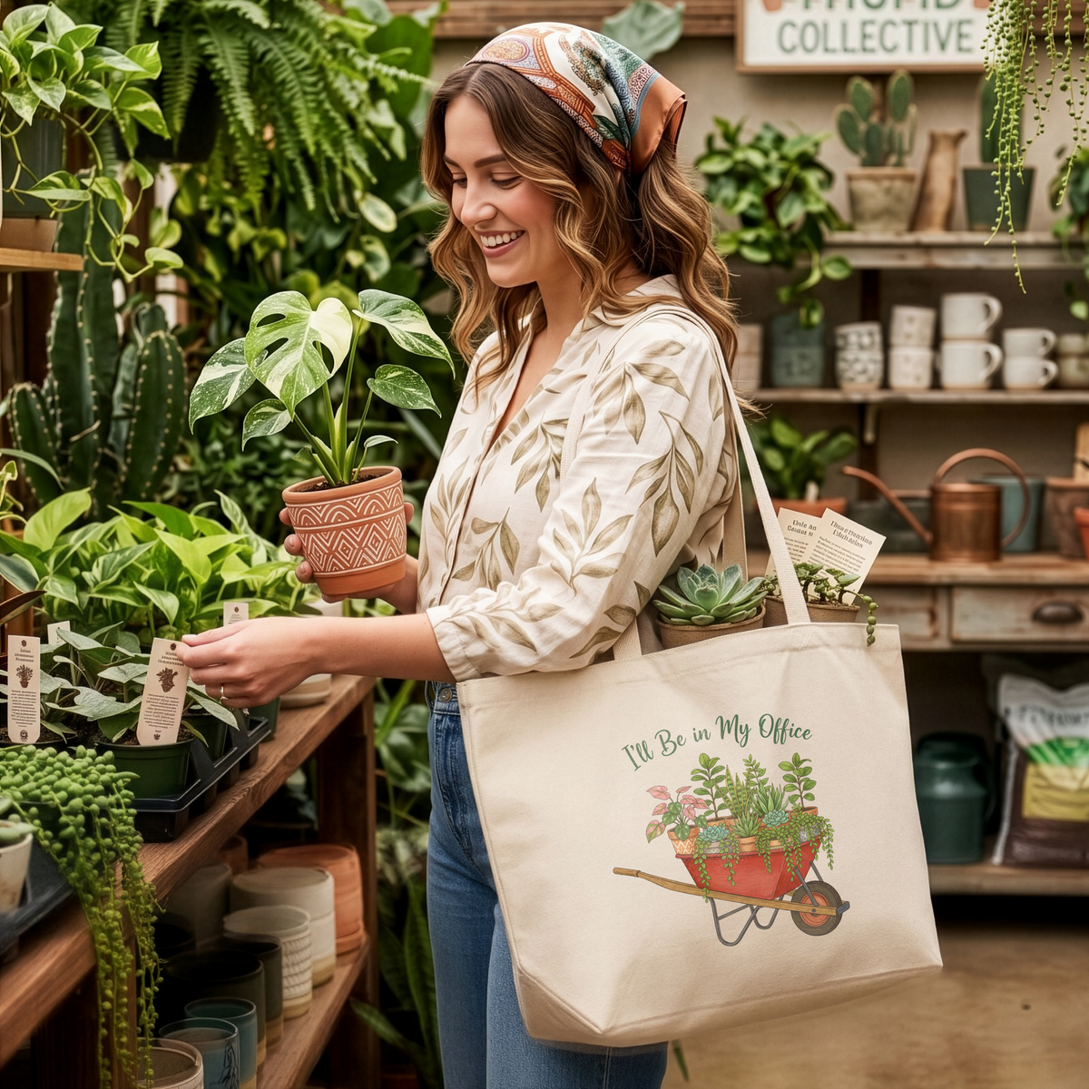 I’ll Be in My Office Tote Bag, Funny Gardener Plant Lover Canvas Tote