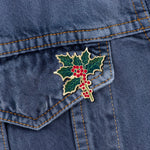 Load image into Gallery viewer, Holly Flower Lapel Pin - December Birth Month Flower Pin
