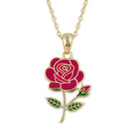 Load image into Gallery viewer, Red Rose Flower Necklace – June Birth Flower
