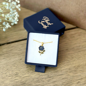 Blue Rose Flower Necklace – June Birth Flower