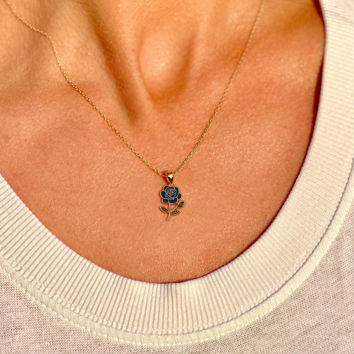 Blue Rose Necklace