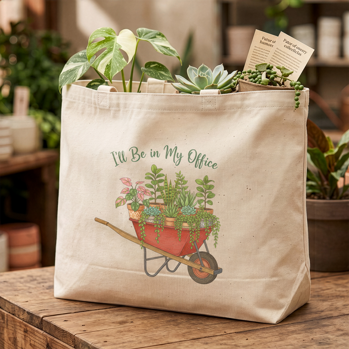 I’ll Be in My Office Tote Bag, Funny Gardener Plant Lover Canvas Tote