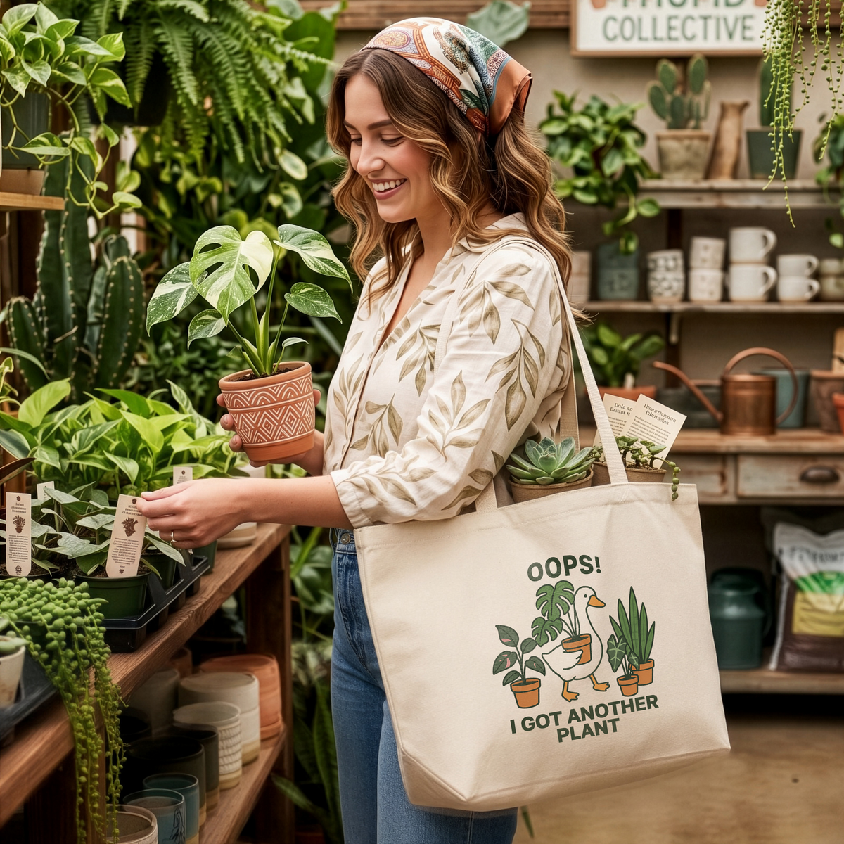 Oops I Got Another Plant Tote Bag, Funny Plant Lover Canvas Tote