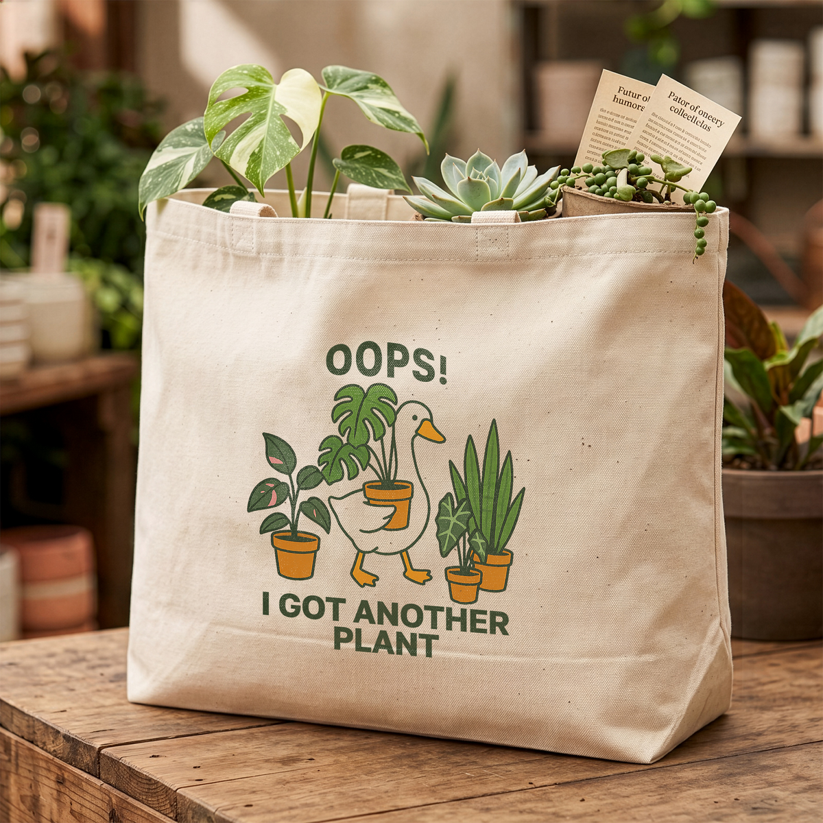Oops I Got Another Plant Tote Bag, Funny Plant Lover Canvas Tote