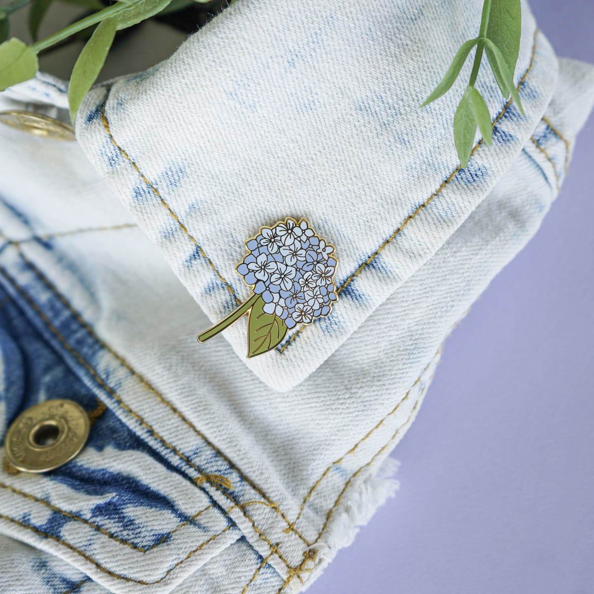 Blue Hydrangea Pin