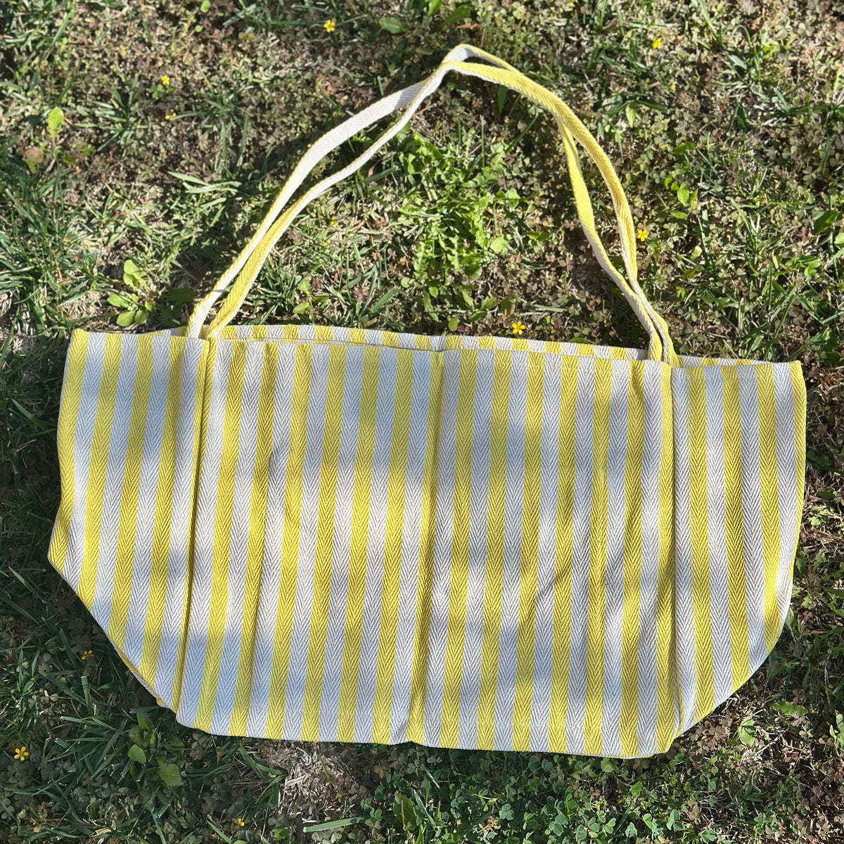 Yellow & Cream Striped Tote Bag