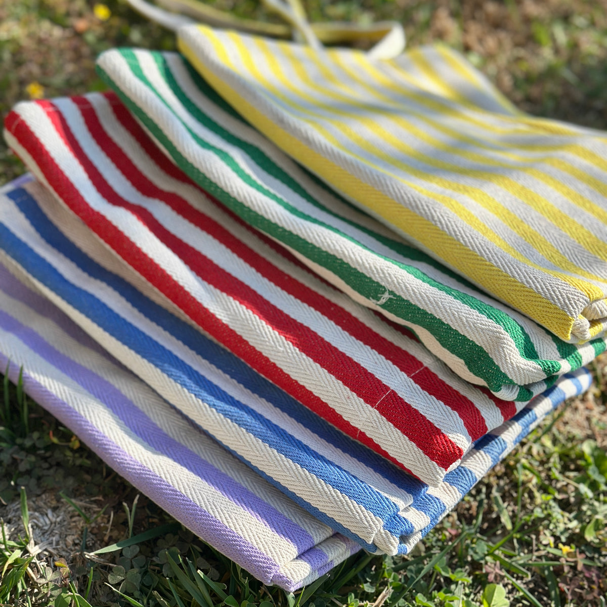 Red & Cream Striped Tote Bag