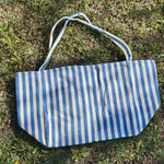 Load image into Gallery viewer, Blue &amp; Cream Striped Tote Bag, Large Shoulder Bag, Beach Bag, Summer Market Bag, Casual Everyday Tote, Travel Bag, Boho Striped Handbag, Gift for Her (Copy)

