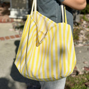 Yellow & Cream Striped Tote Bag