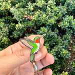 Load image into Gallery viewer, Hummingbird Enamel Pin • Ruby-Throated Hummingbird Pin • Nature Lover Lapel Pin • Bird Pin for Jackets Bags Hats • Colorful Garden Gift
