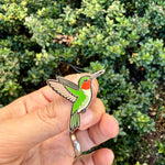 Load image into Gallery viewer, Hummingbird Enamel Pin • Ruby-Throated Hummingbird Pin • Nature Lover Lapel Pin • Bird Pin for Jackets Bags Hats • Colorful Garden Gift
