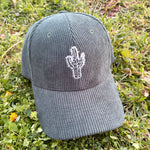Load image into Gallery viewer, Corduroy Cactus Hat, Forest Green Dad Cap, Embroidered Plant Lover Hat, Desert Minimalist Cap, Botanical Gift
