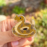 Load image into Gallery viewer, Rattlesnake Enamel Pin, Reptile Lover Gift, Western Desert Animal Pin, Nature Inspired Lapel Pin
