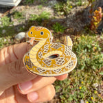 Load image into Gallery viewer, Rattlesnake Enamel Pin, Reptile Lover Gift, Western Desert Animal Pin, Nature Inspired Lapel Pin
