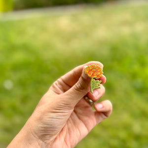 Marigold Flower Enamel Pin | October Birth Month Flower