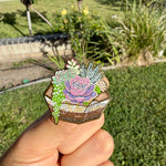 Load image into Gallery viewer, Succulent Terrarium Enamel Pin – Cactus &amp; Plant Lover Pin, Botanical Gold Lapel Pin, Cute Houseplant Badge Gift
