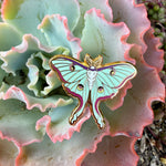 Load image into Gallery viewer, Luna Moth Enamel Pin –  Butterfly &amp; Moth Lapel Pin, Celestial Nature Pin, Gold Botanical Insect Badge Gift
