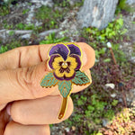 Load image into Gallery viewer, Pansy Flower Enamel Pin – Purple Floral Lapel Pin
