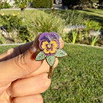 Load image into Gallery viewer, Pansy Flower Enamel Pin – Purple Floral Lapel Pin
