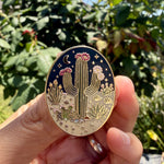 Load image into Gallery viewer, Desert Cactus Enamel Pin – Night Desert Botanical Lapel Pin, Saguaro Cactus Badge, Celestial Southwest Plant Lover Gift
