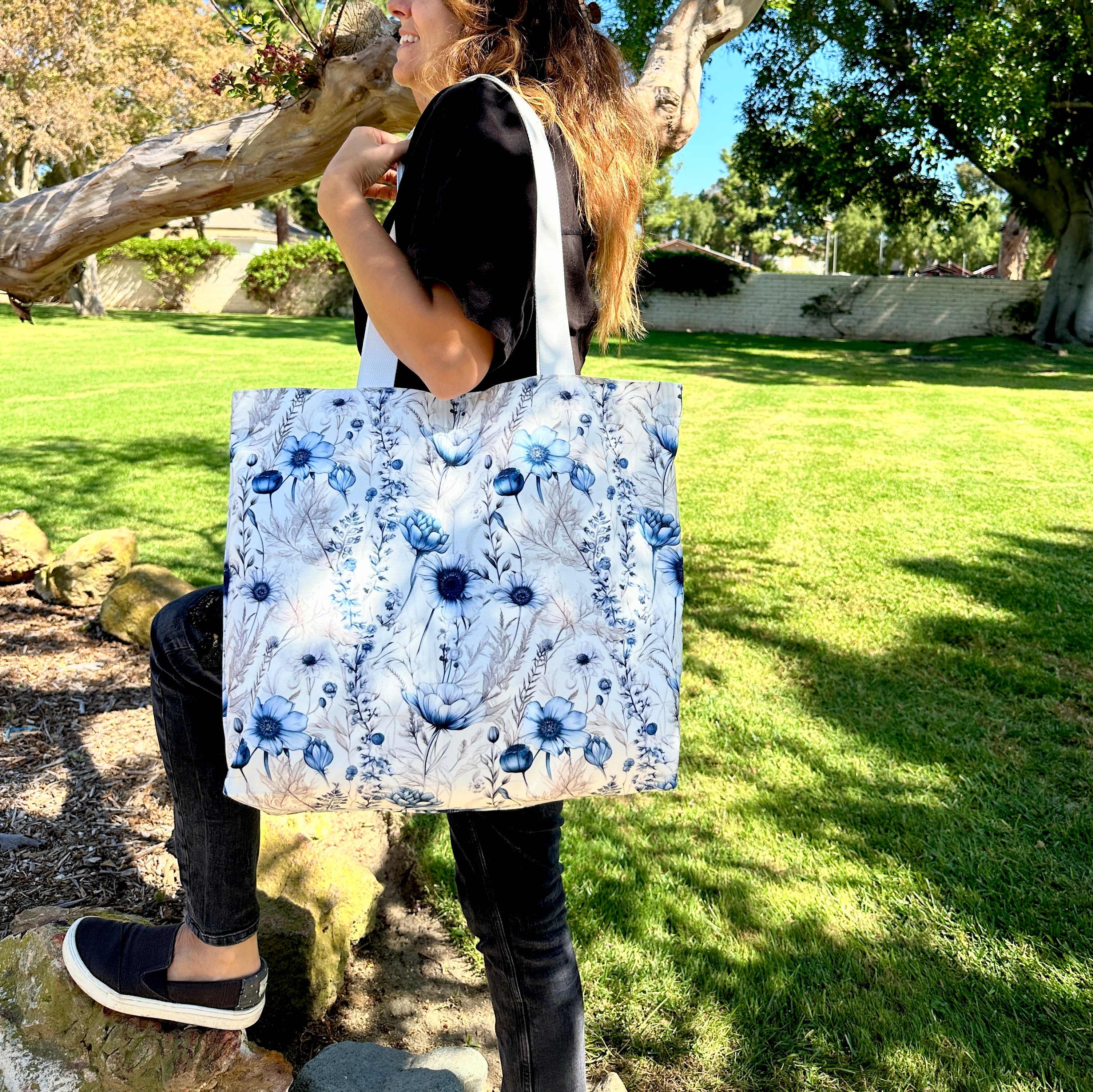 Blue Wildflower Tote: Carry Nature's Beauty with You