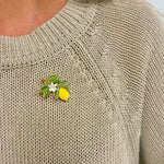 Load image into Gallery viewer, Lemon Enamel Pin Italian Style Citrus Blossom Pin
