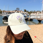 Load image into Gallery viewer, Lavender Embroidered Dad Hat – Botanical Flower Baseball Cap, Cottagecore Lavender Hat, Minimalist Floral Plant Lover Gift
