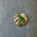 Load image into Gallery viewer, Monstera Variegated Leaf Enamel Pin Plant Enamel Pin Plant Lover Gift
