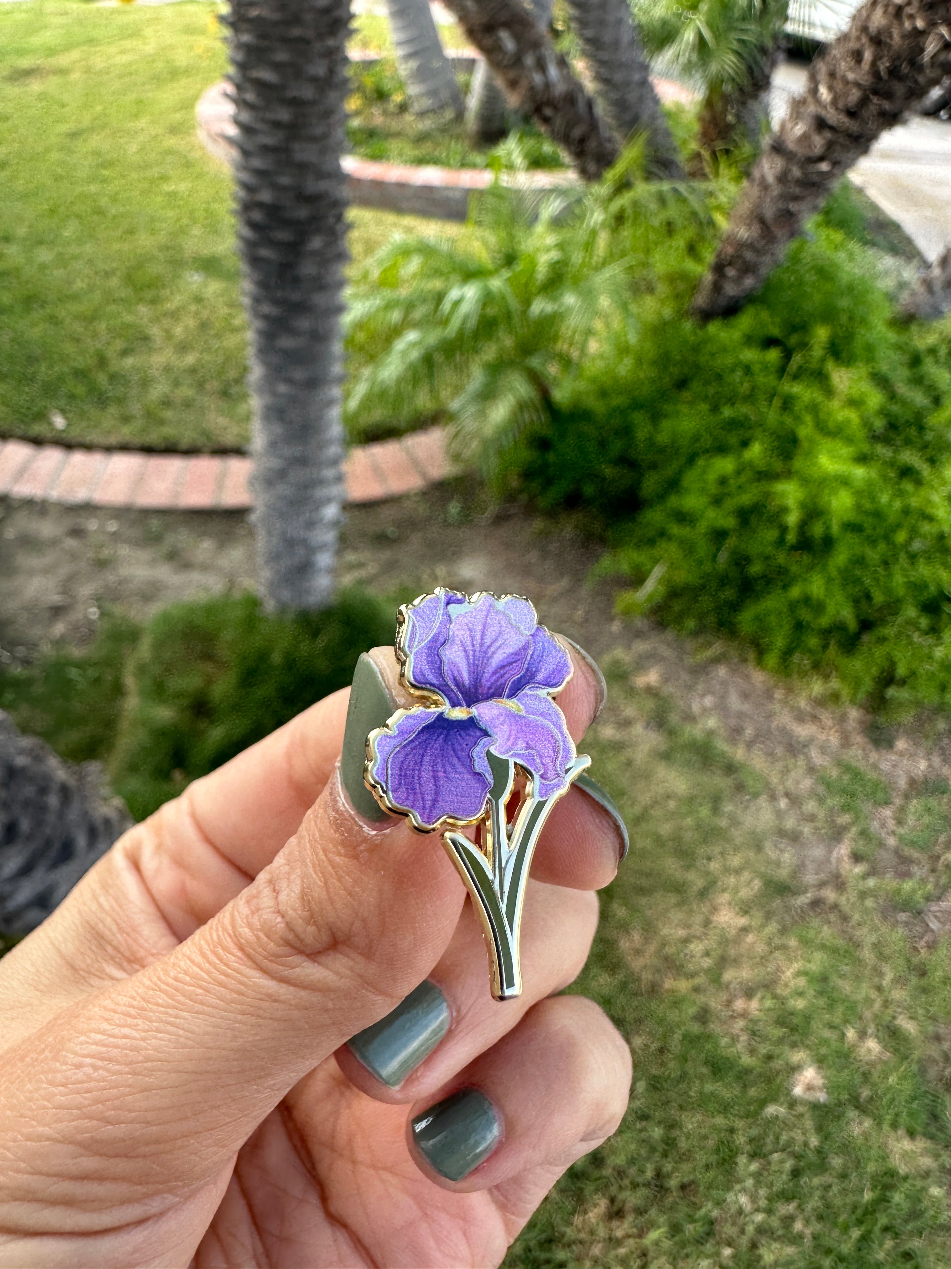 Iris Flower Enamel Pin | February Birth Month Flower