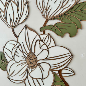 DIY Magnolia Wall Decor Kit  Wooden Magnolia Flower Art