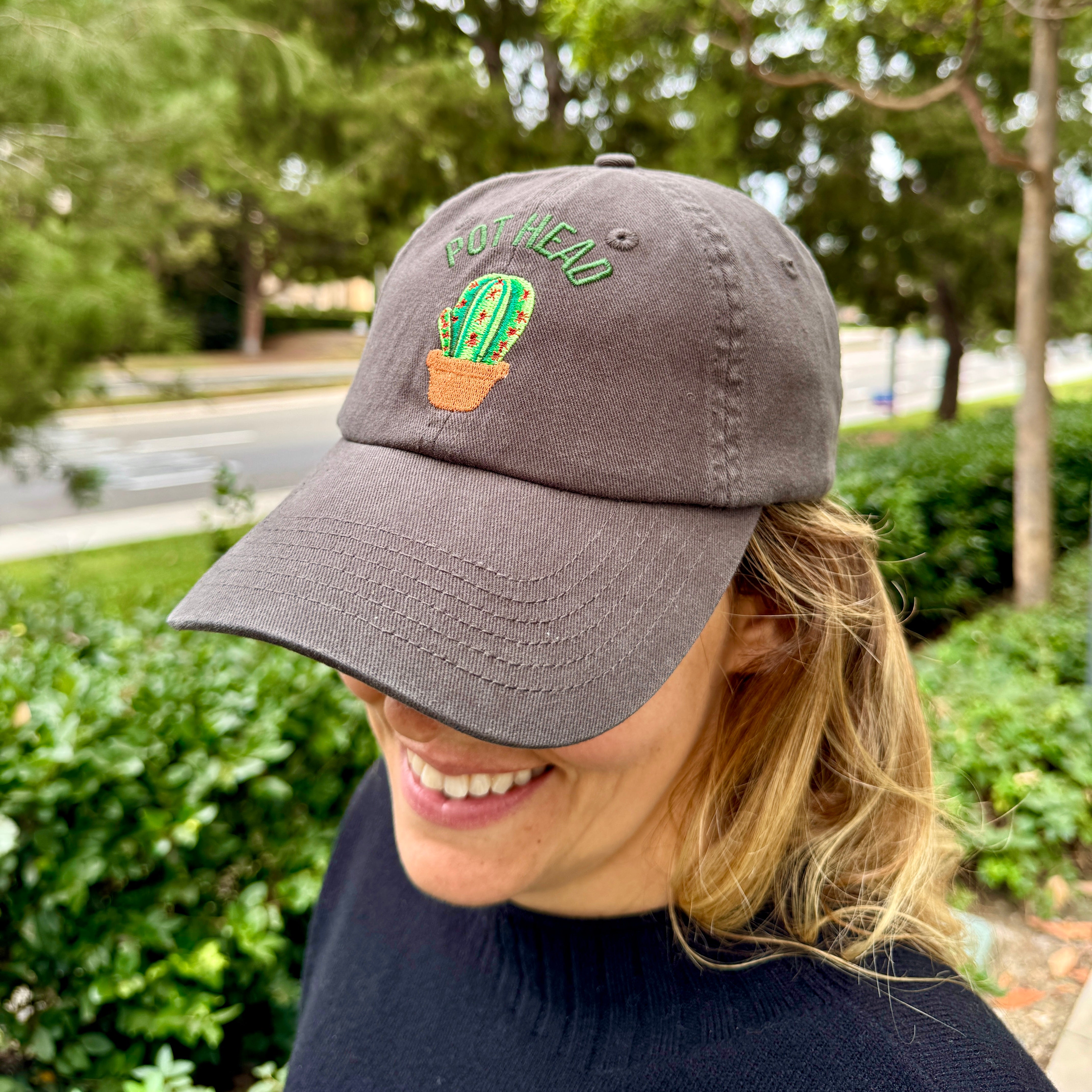 Pothead Cactus Hat – Funny Cactus Embroidered Cap, Nature-Inspired Succulent Lover’s Hat, Adjustable Green Thumb Gift