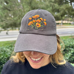 Load image into Gallery viewer, California Poppies Hat – Embroidered Floral Cap, Nature-Inspired California Flower Design, Adjustable Hat for Garden Lovers
