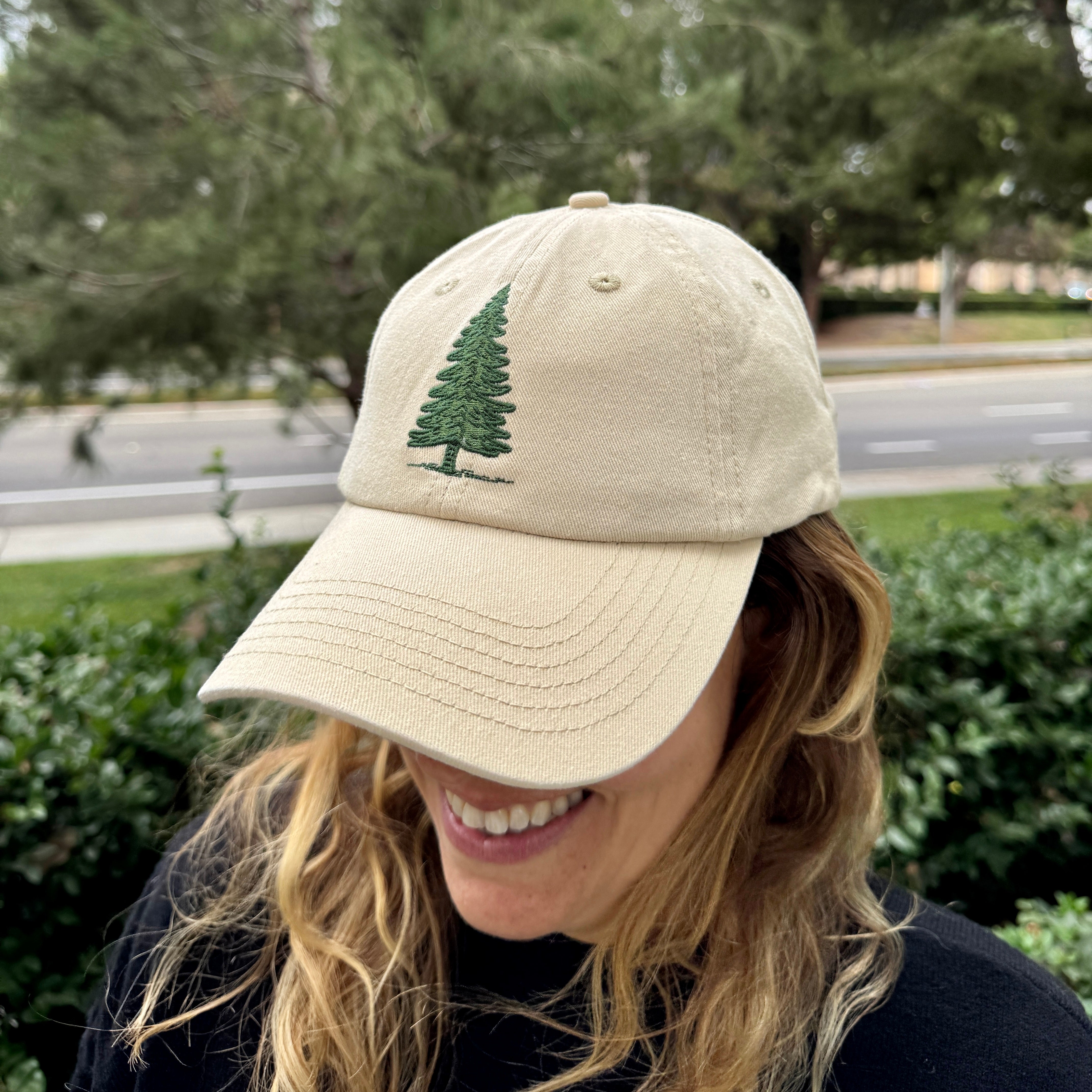 Evergreen Tree Embroidered Dad Hat – Nature Lover's Hiking Hat, Pine Tree Baseball Cap, Birthday Gift for He