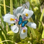 Load image into Gallery viewer, Blue Morpho Butterfly Enamel Pin  Nature-Inspired Lapel Pin for Jacket, Backpack, or Hat
