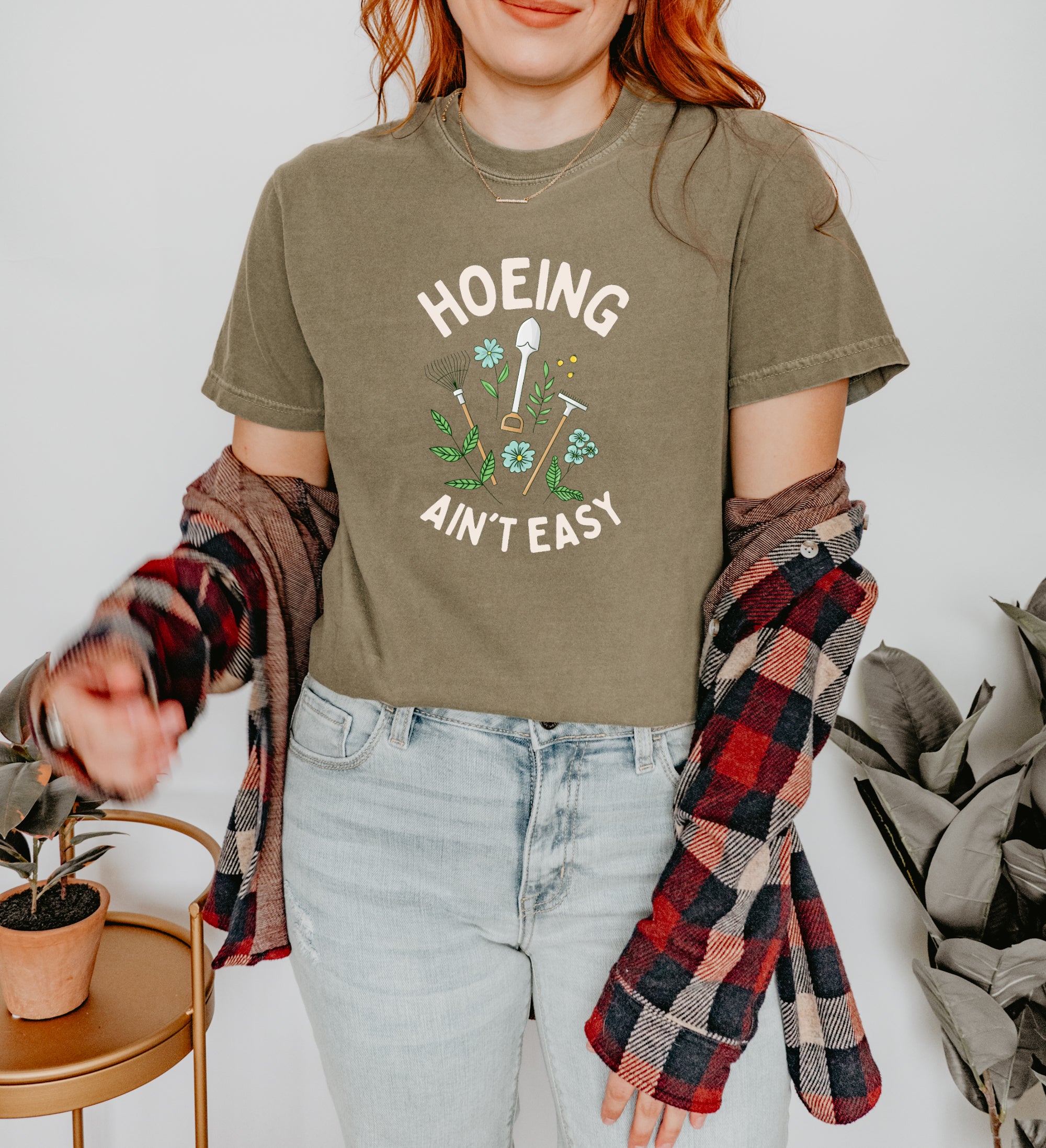 Hoeing Ain't Easy Gardener's Tshirt for Women Comfort Colors Tee