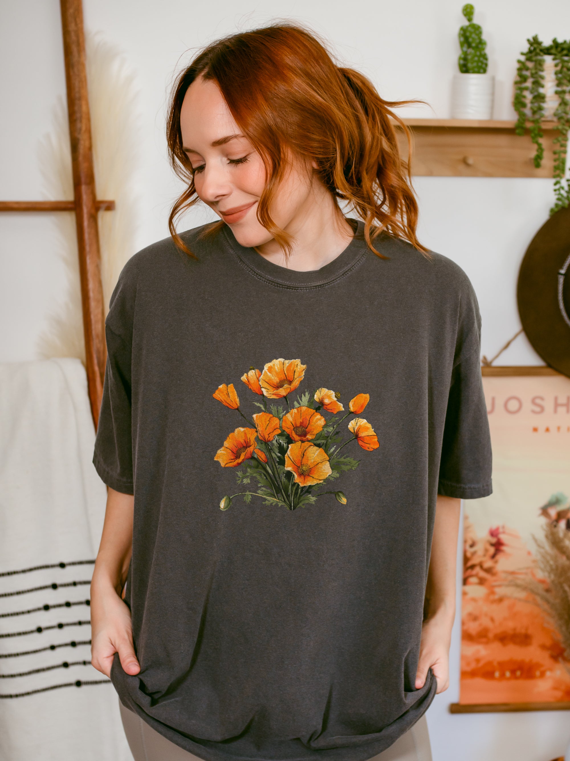 California Poppies Wild Flowers TShirt Soft Comfort Colors