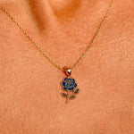 Load image into Gallery viewer, Blue Rose Flower Necklace – June Birth Flower
