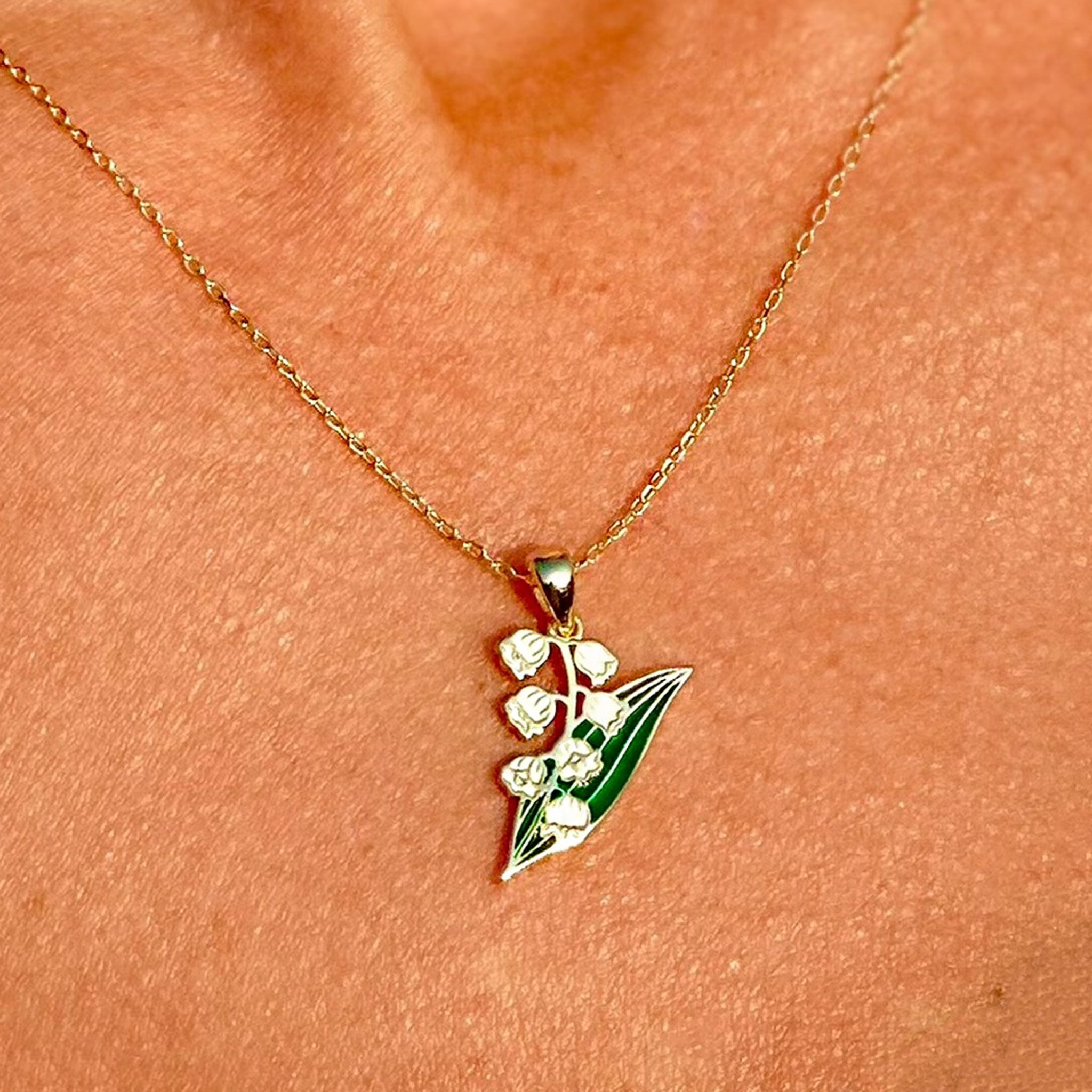 Lily of the Valley Necklace May Birth Month Flower Necklace