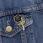 Load image into Gallery viewer, Black Rose Enamel Pin - Dark Floral Lapel Brooch for Unique Style
