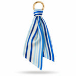 Load image into Gallery viewer, Blue Striped Satin Scarf Keychain
