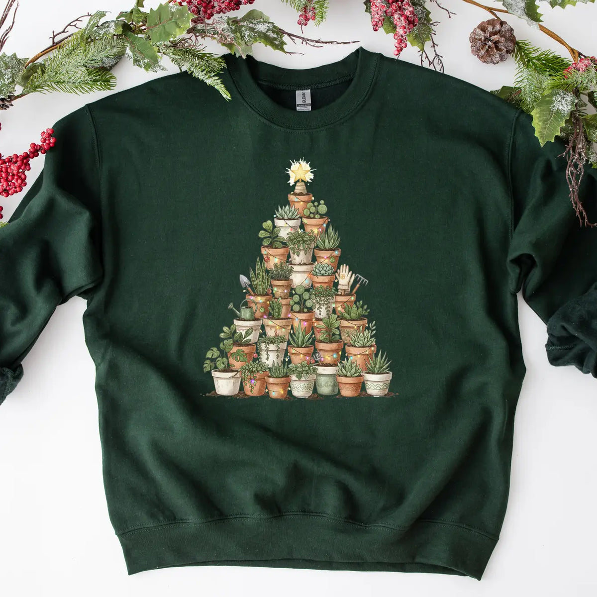 Christmas Tree Sweatshirt Funny Plant Lover Holiday Crewneck