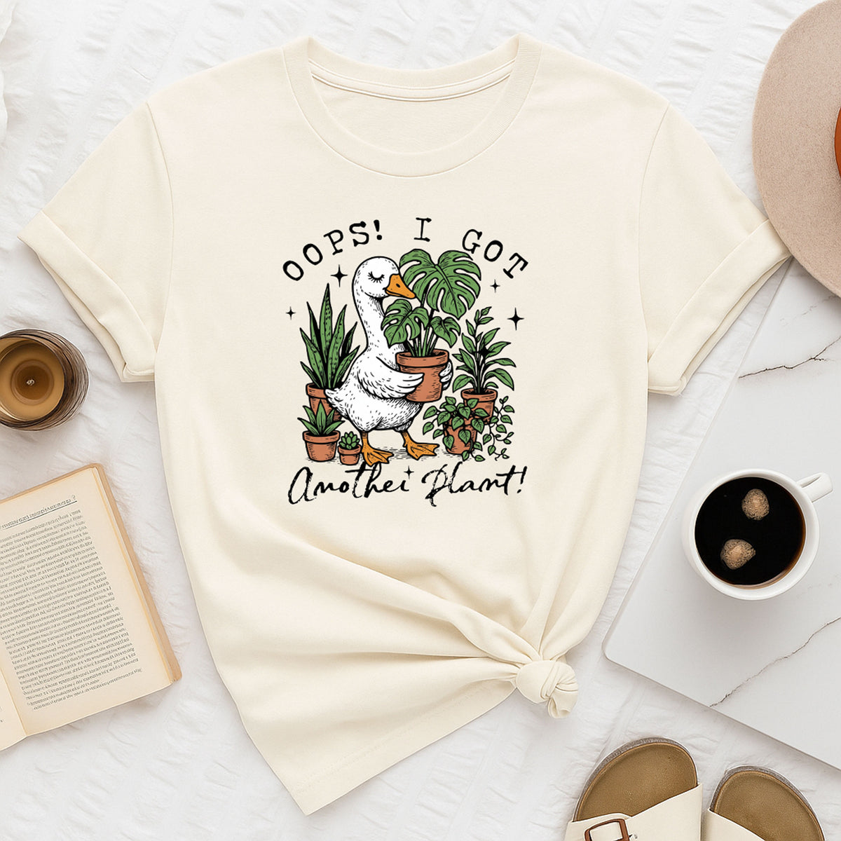 Oops I Got Another Plant goose graphic tee for plant lovers